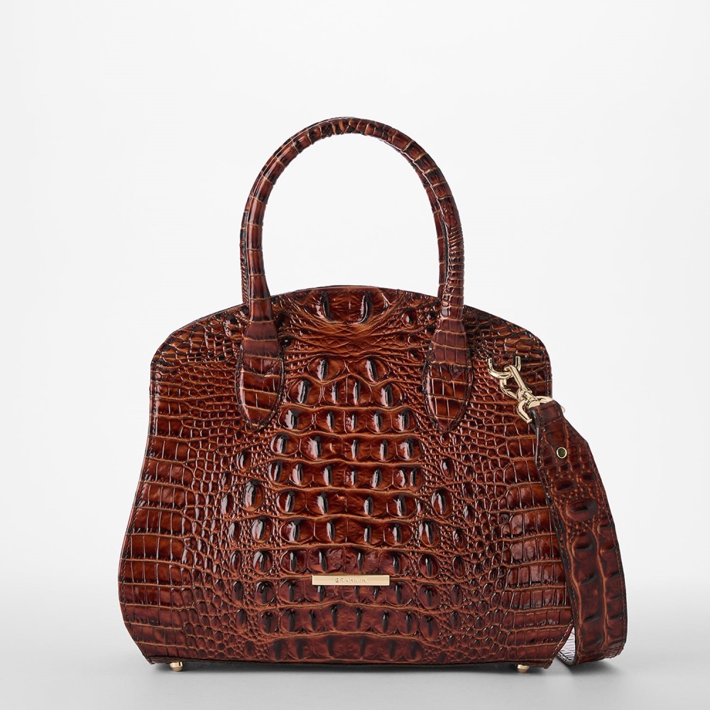 Brahmin Rosetta Leather Satchel - Pecan Melbourne