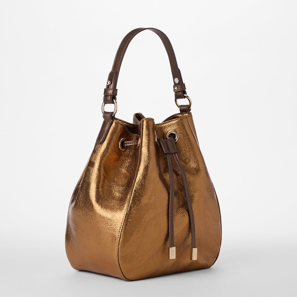 Brahmin Melinda Leather Bucket Bag - Bronze Saber