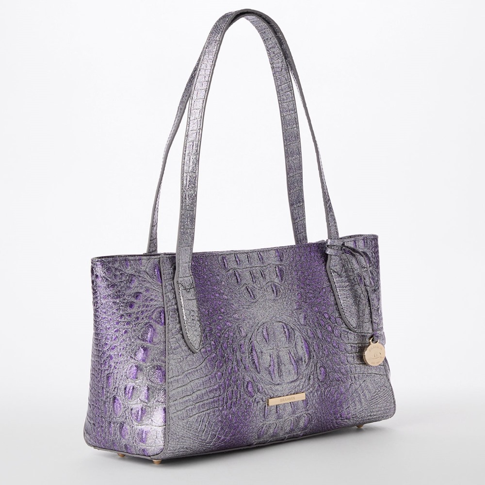 Brahmin Tonya Leather Satchel - Purple Glitter Melbourne
