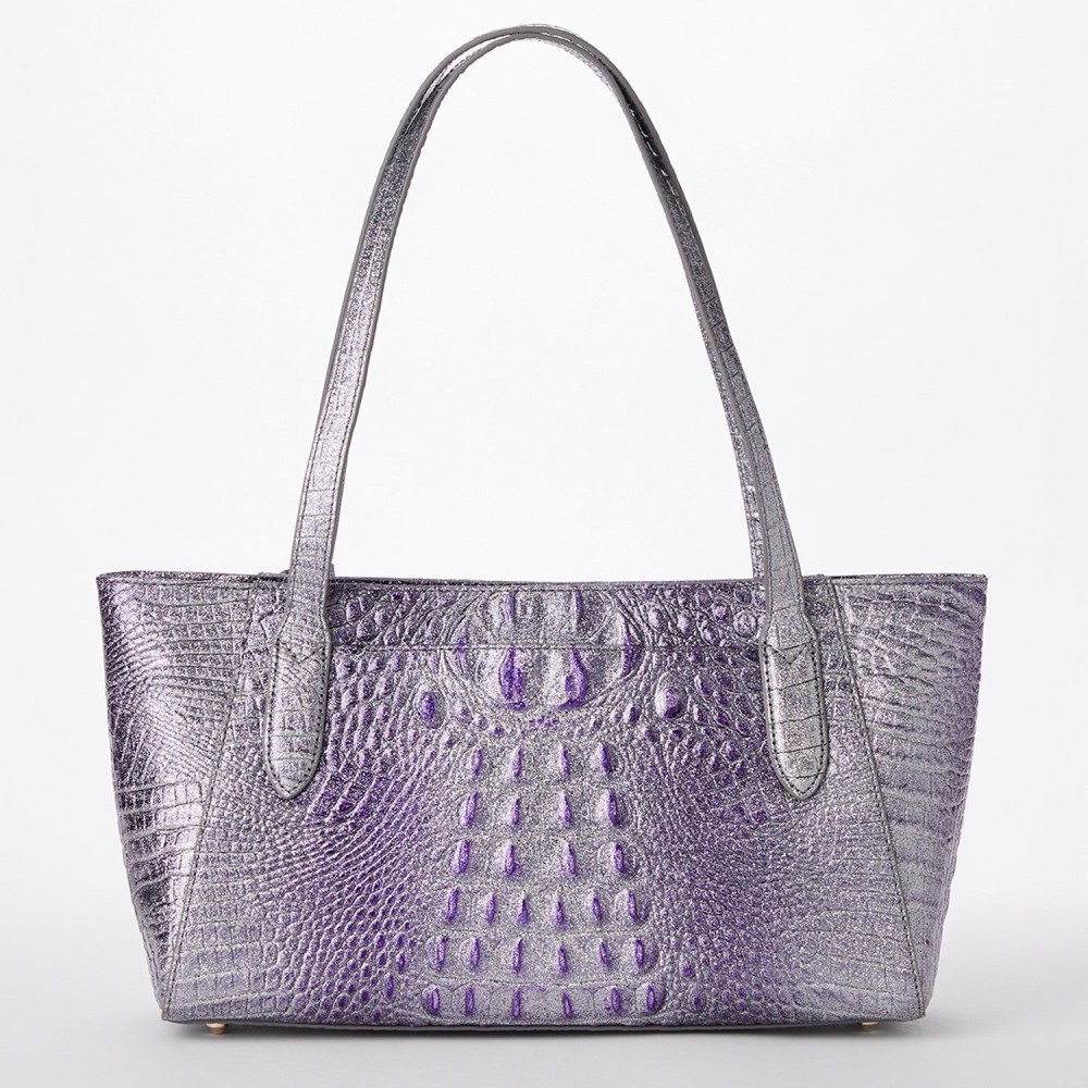 Brahmin Tonya Leather Satchel - Purple Glitter Melbourne
