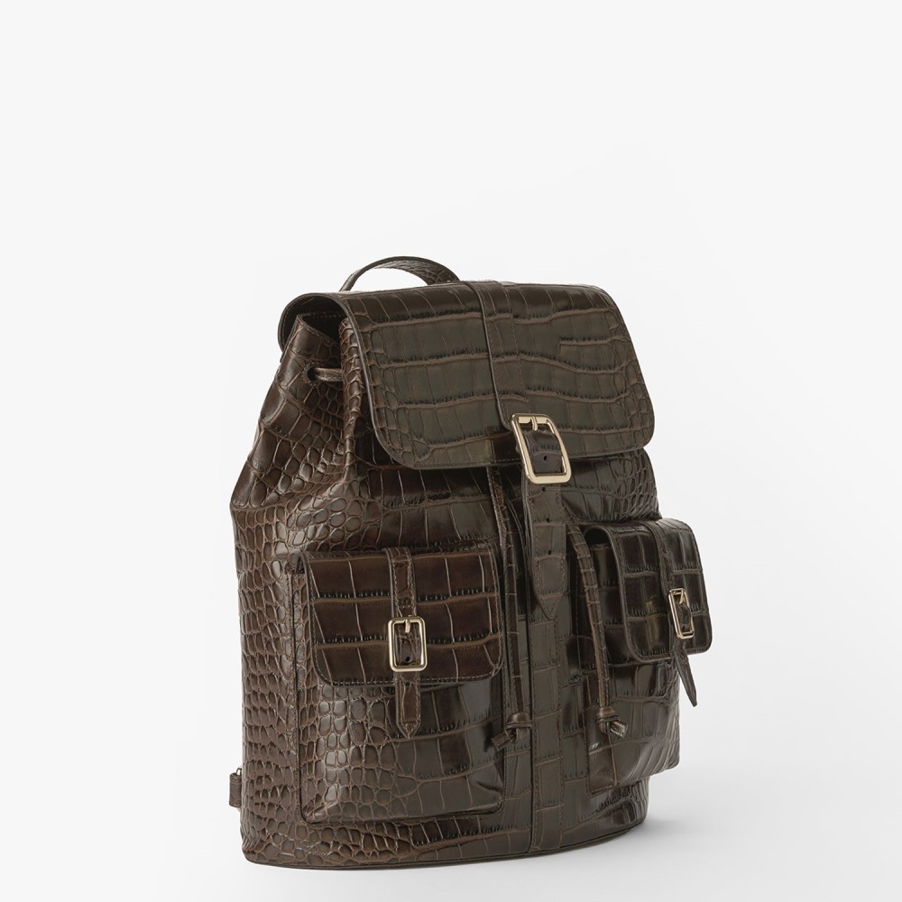Brahmin Zane Leather Backpack - Chocolate Bremond