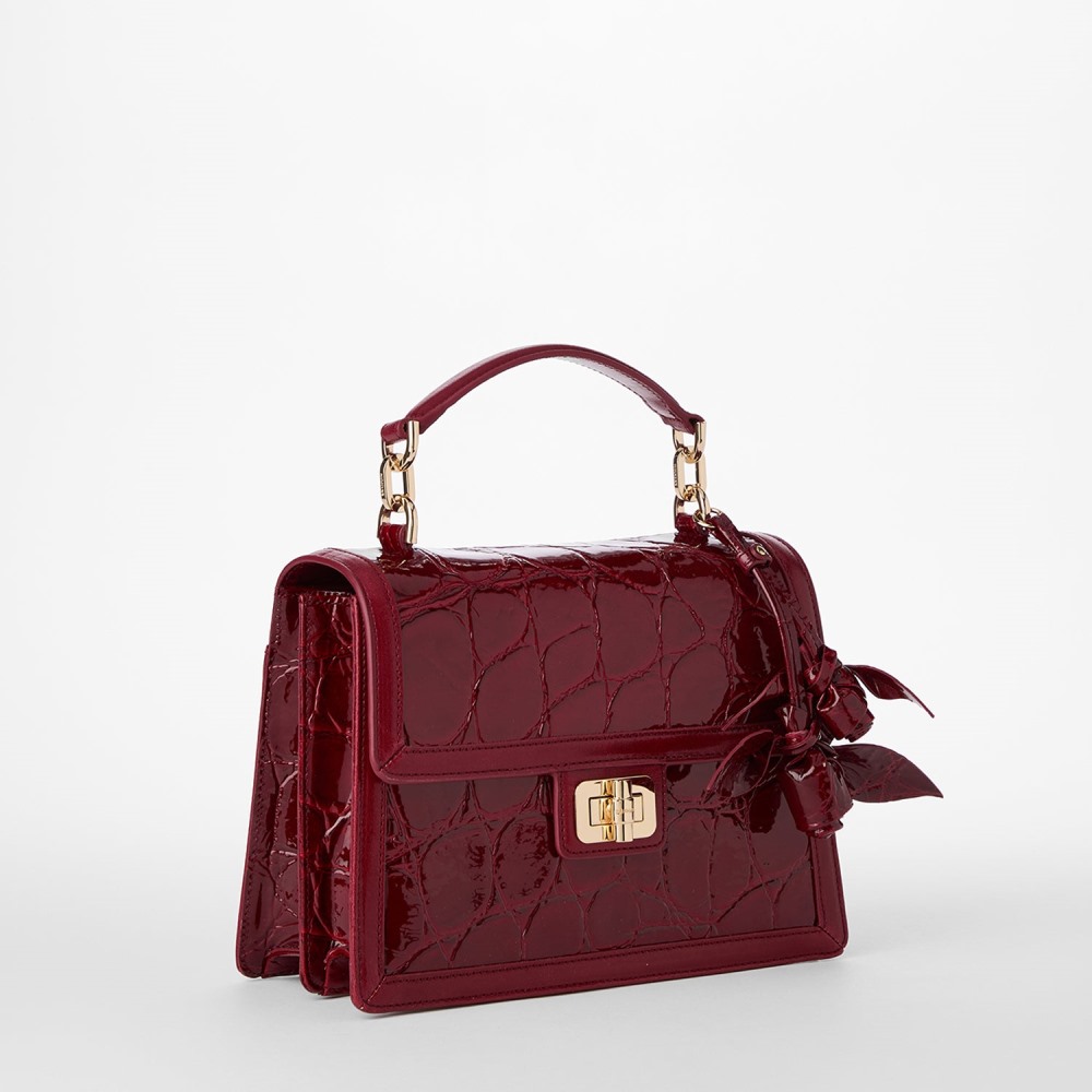 Brahmin Small Hallie Leather Satchel - Red Claudine