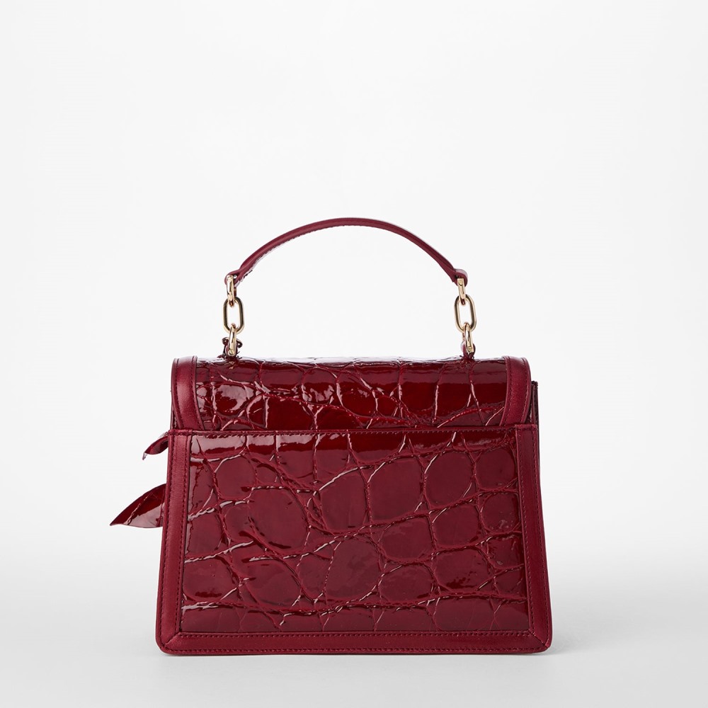 Brahmin Small Hallie Leather Satchel - Red Claudine