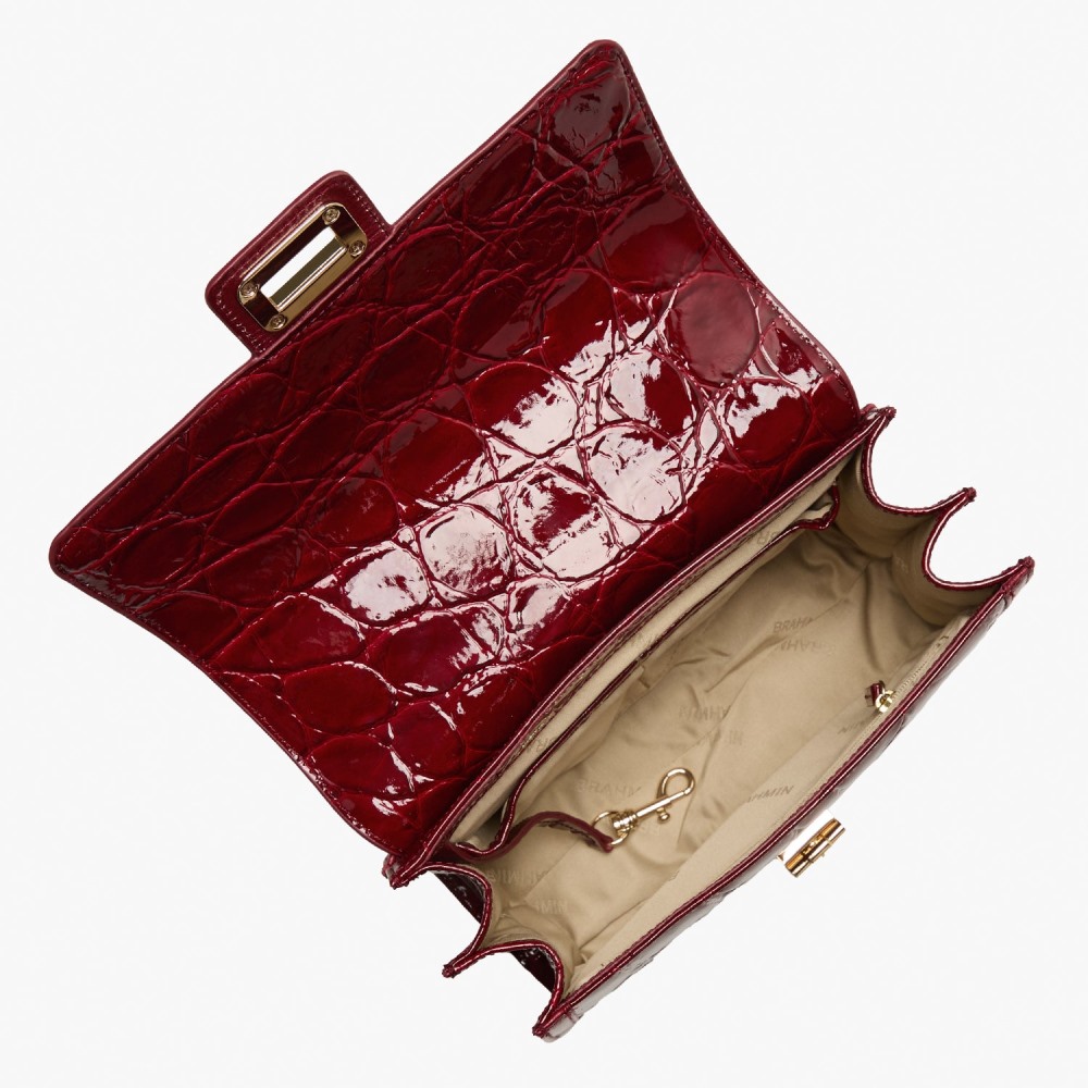 Brahmin Small Hallie Leather Satchel - Red Claudine