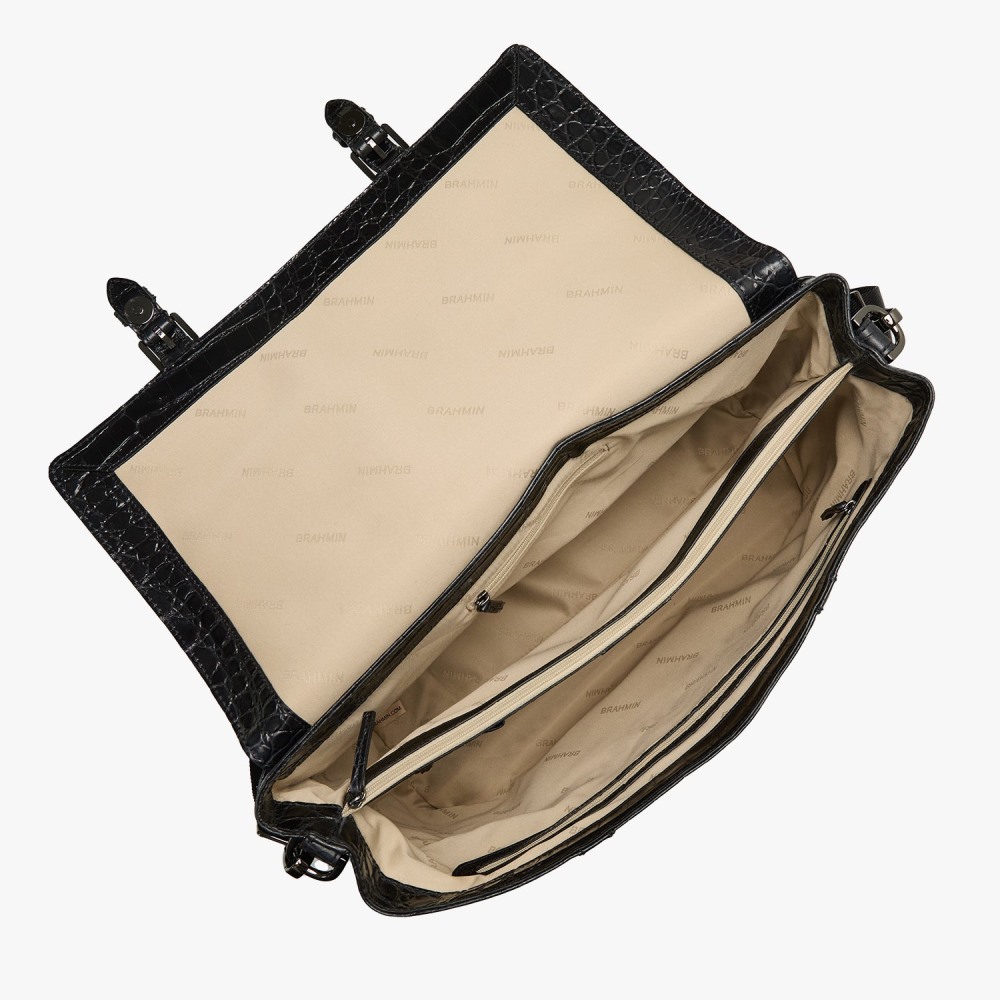 Brahmin Mason Leather Messenger Bag - Black Baypoint