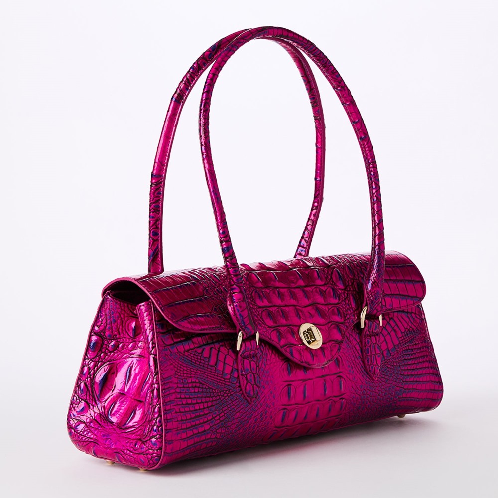 Brahmin Dayan Leather Satchel - Voltage Violet