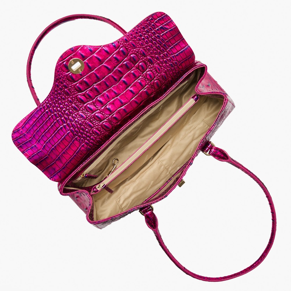 Brahmin Dayan Leather Satchel - Voltage Violet