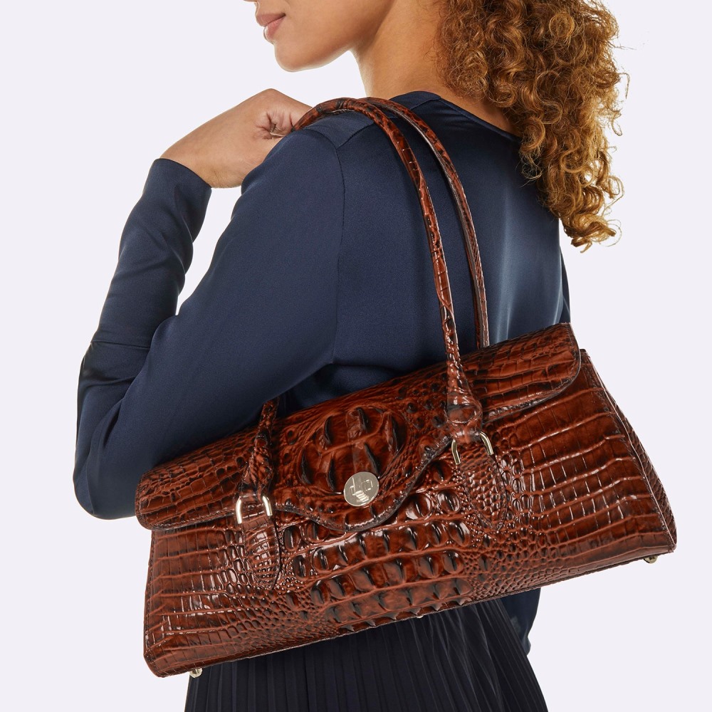 Brahmin Dayan Leather Satchel - Voltage Violet