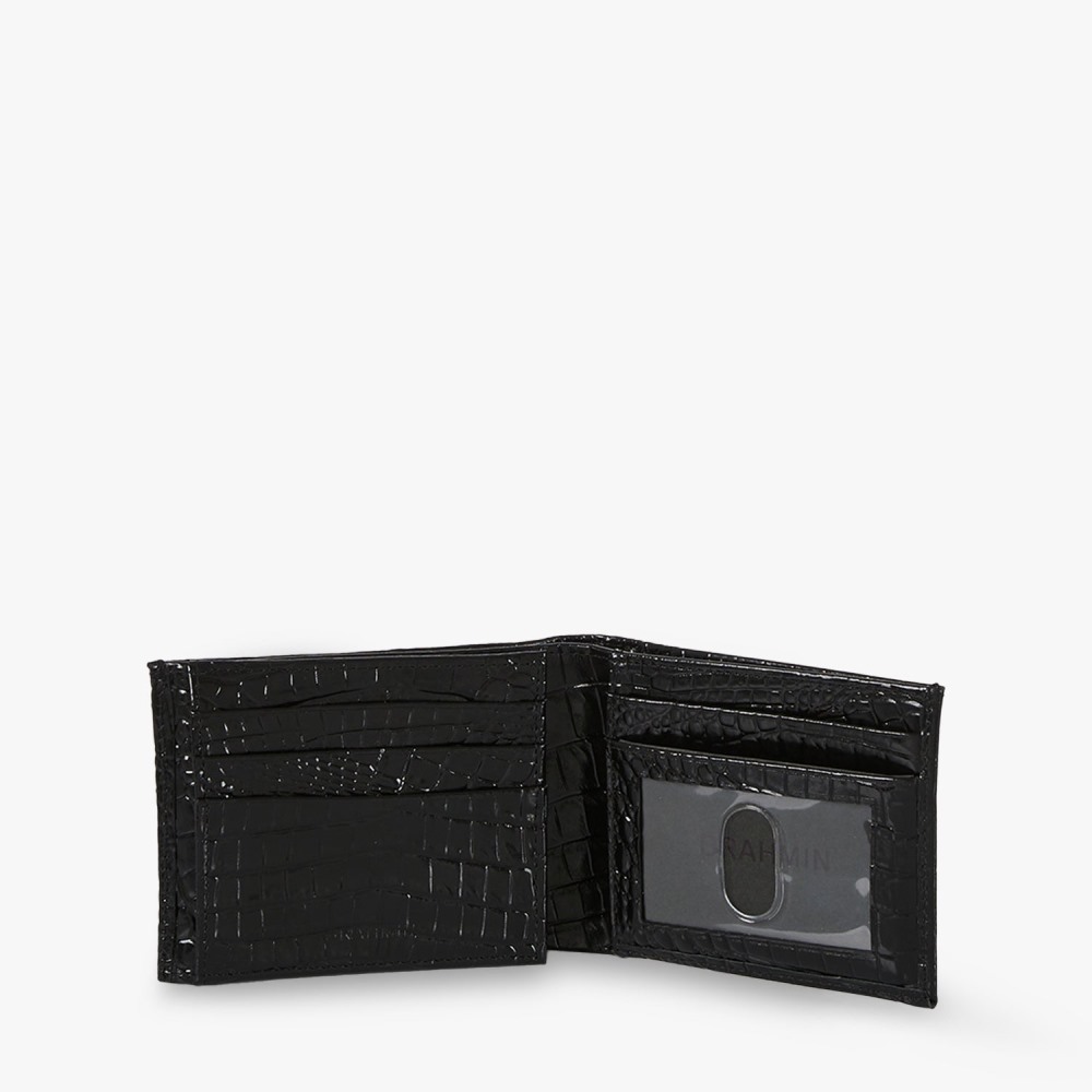 Brahmin Black Leather Bifold Wallet - Black Melbourne