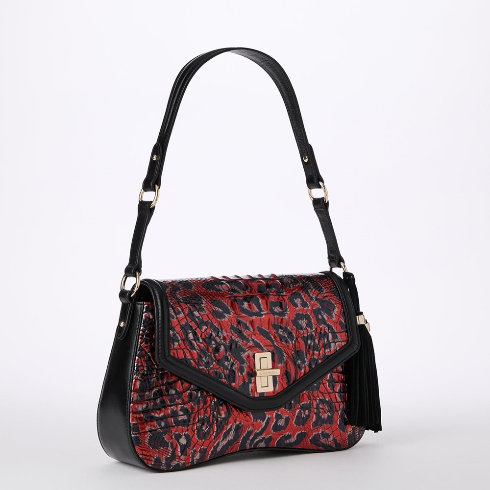 Brahmin Nerida Leather Shoulder Bag - Red Leopardess