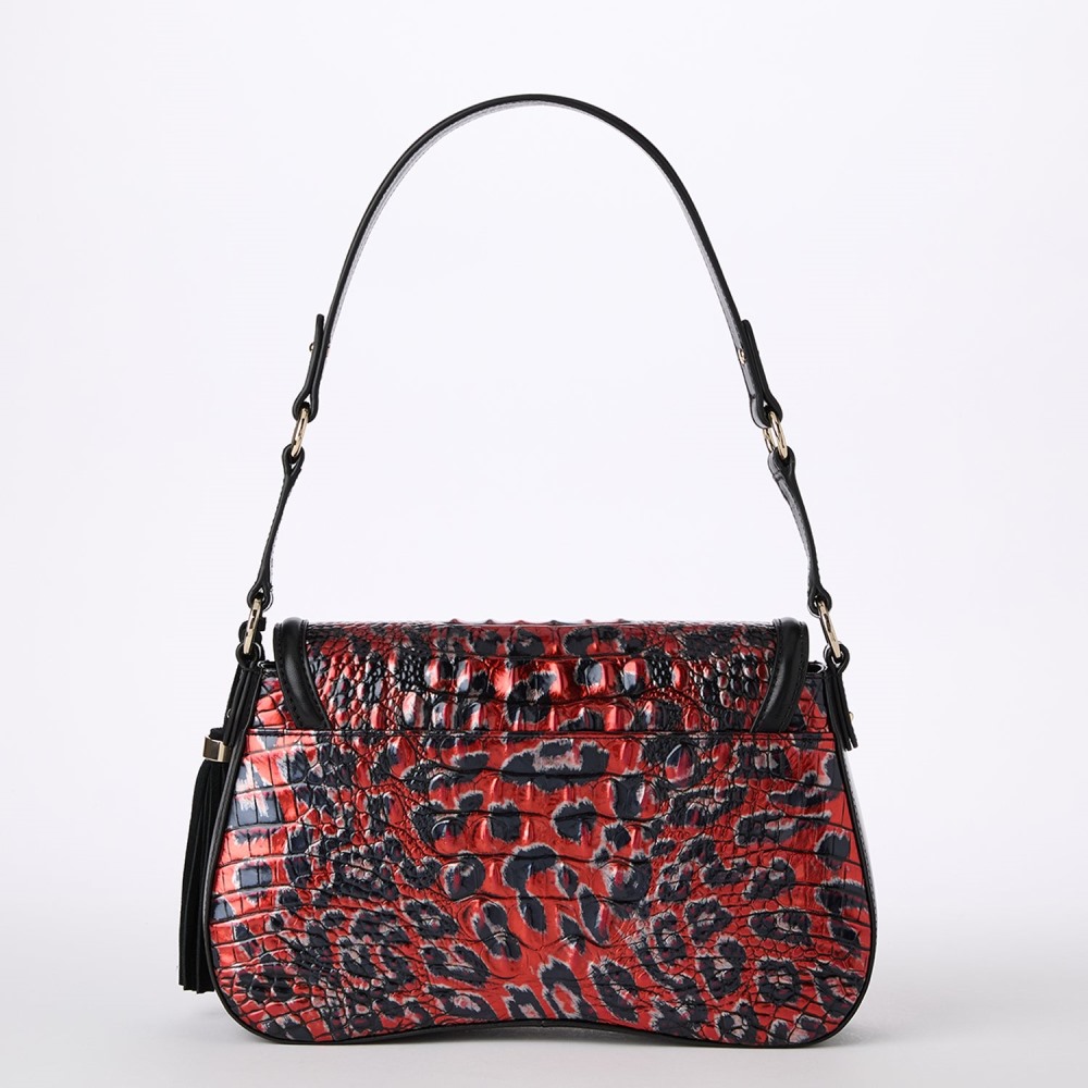 Brahmin Nerida Leather Shoulder Bag - Red Leopardess