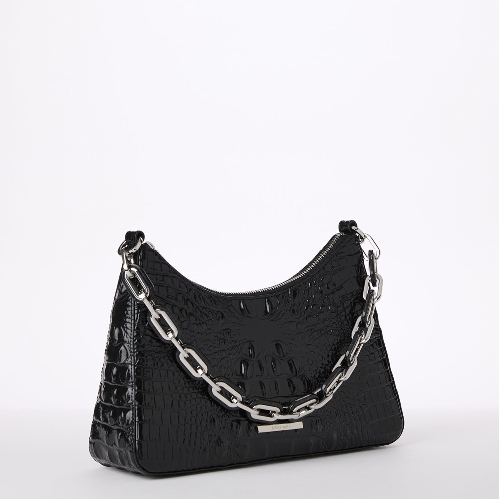 Brahmin Mod Esme Leather Shoulder Bag - Black Melbourne Silver Hardware