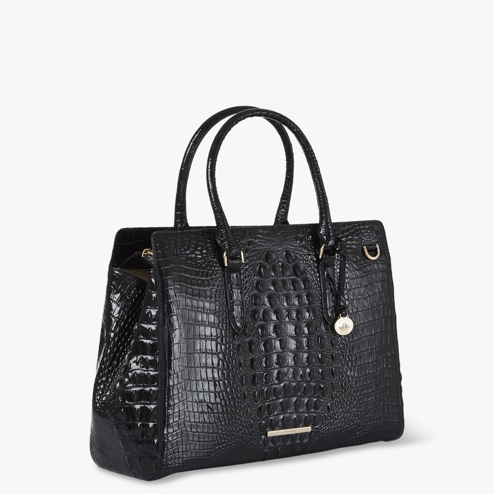 Brahmin Finley Black Carryall Satchel - Black Melbourne