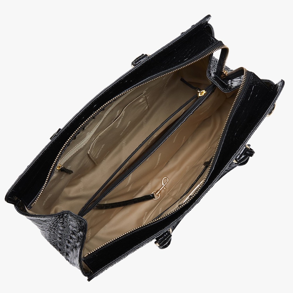 Brahmin Finley Black Carryall Satchel - Black Melbourne