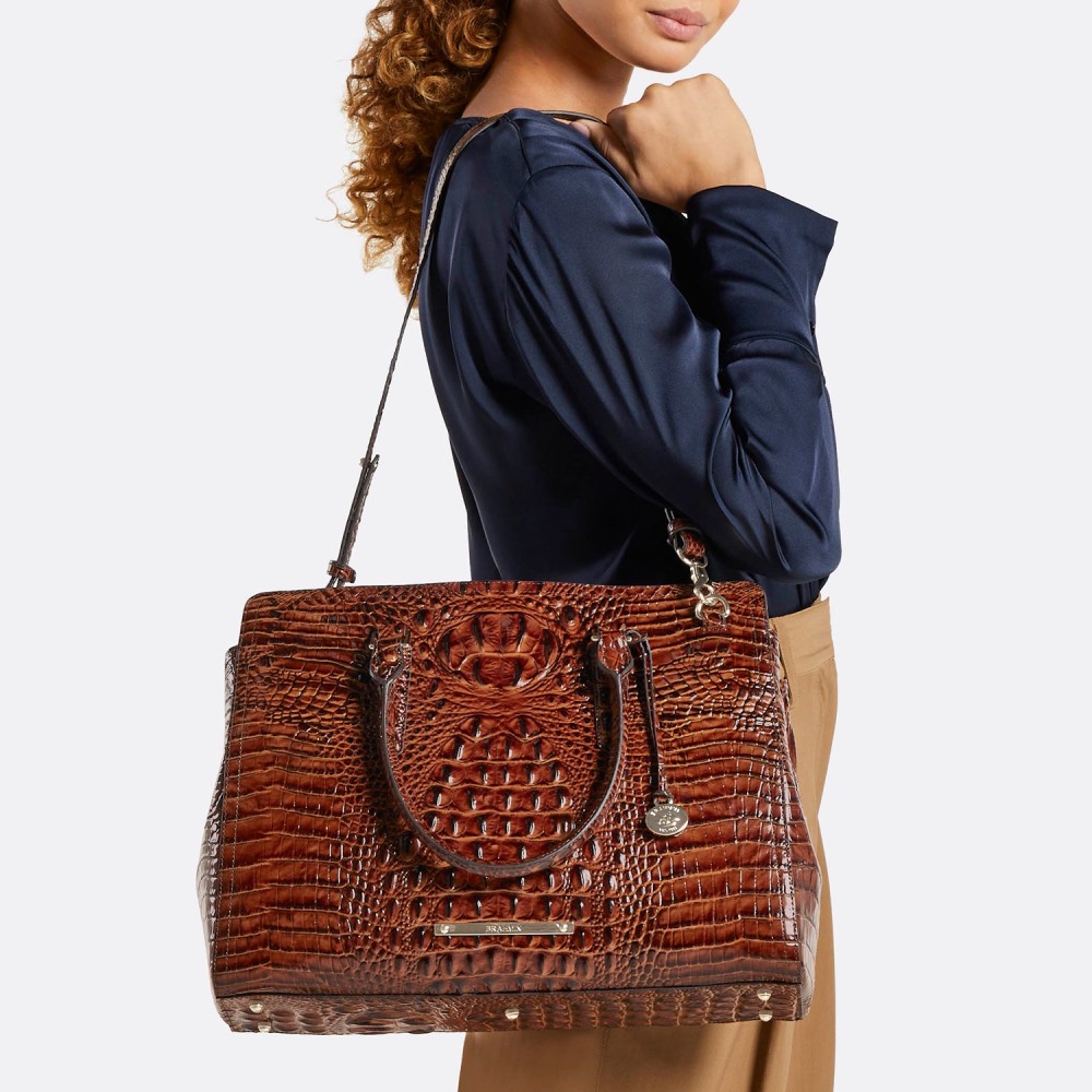 Brahmin Finley Black Carryall Satchel - Black Melbourne