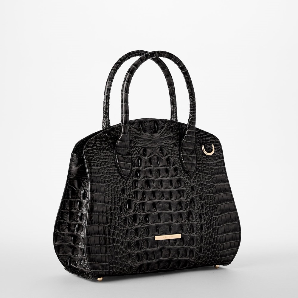 Brahmin Rosetta Leather Satchel - Black Melbourne