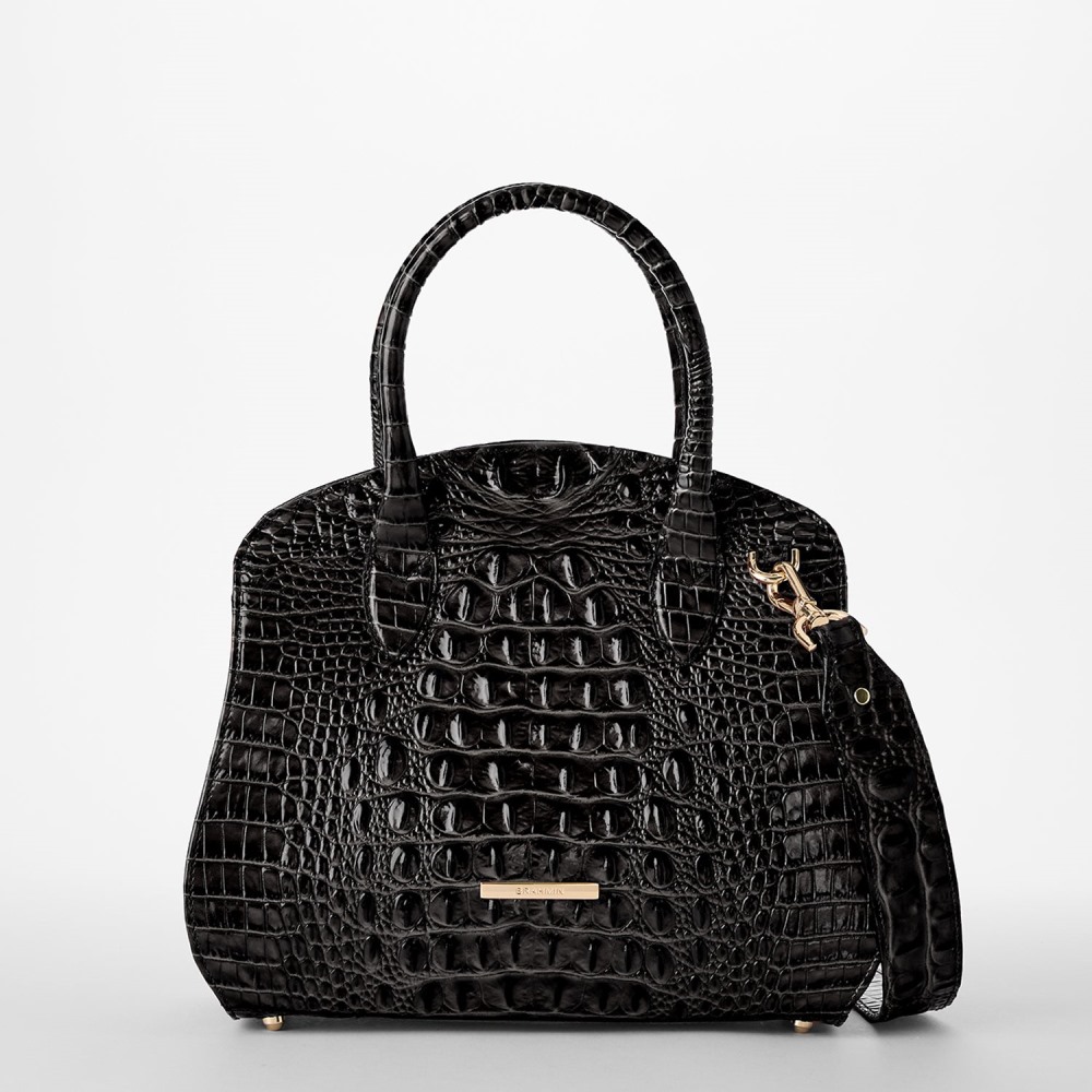 Brahmin Rosetta Leather Satchel - Black Melbourne