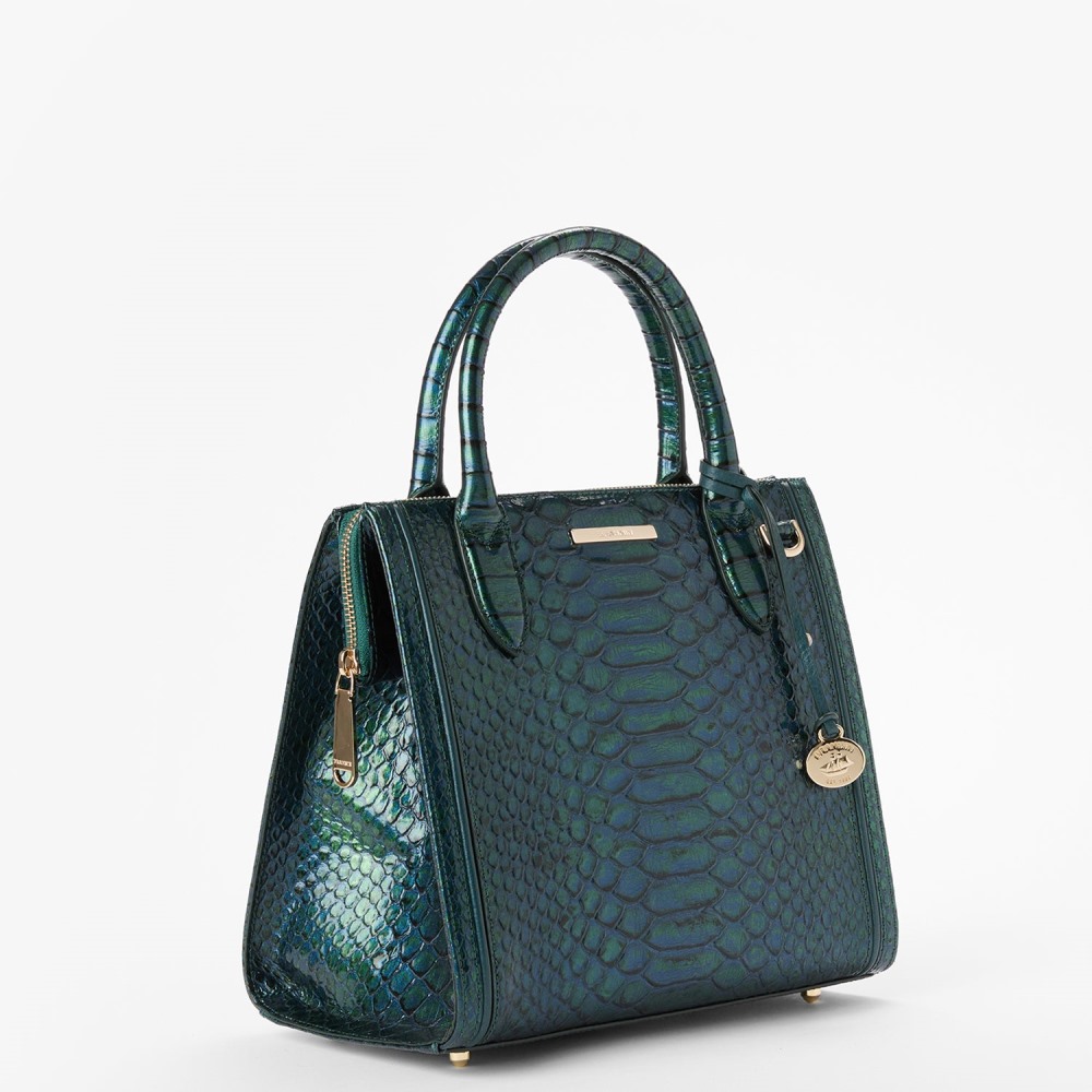 Brahmin Small Caroline Leather Satchel - Evergreen Kalopsia