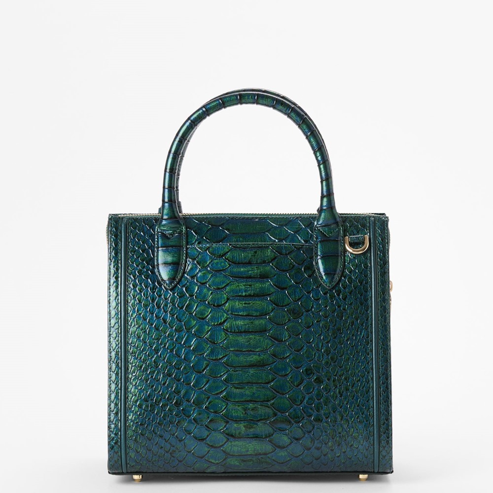 Brahmin Small Caroline Leather Satchel - Evergreen Kalopsia