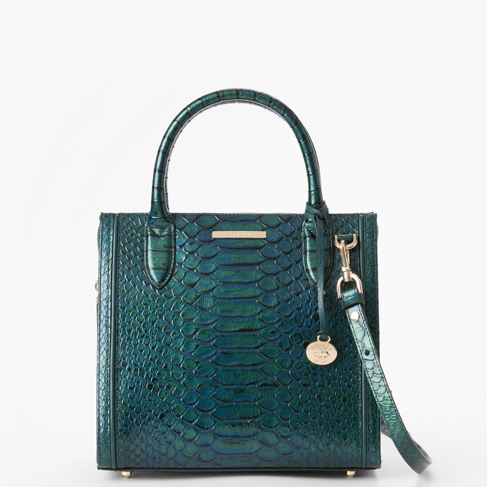 Brahmin Small Caroline Leather Satchel - Evergreen Kalopsia