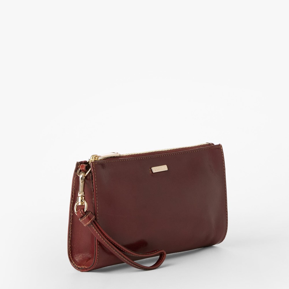 Brahmin Daisy Leather Wristlet - Cognac Topsail