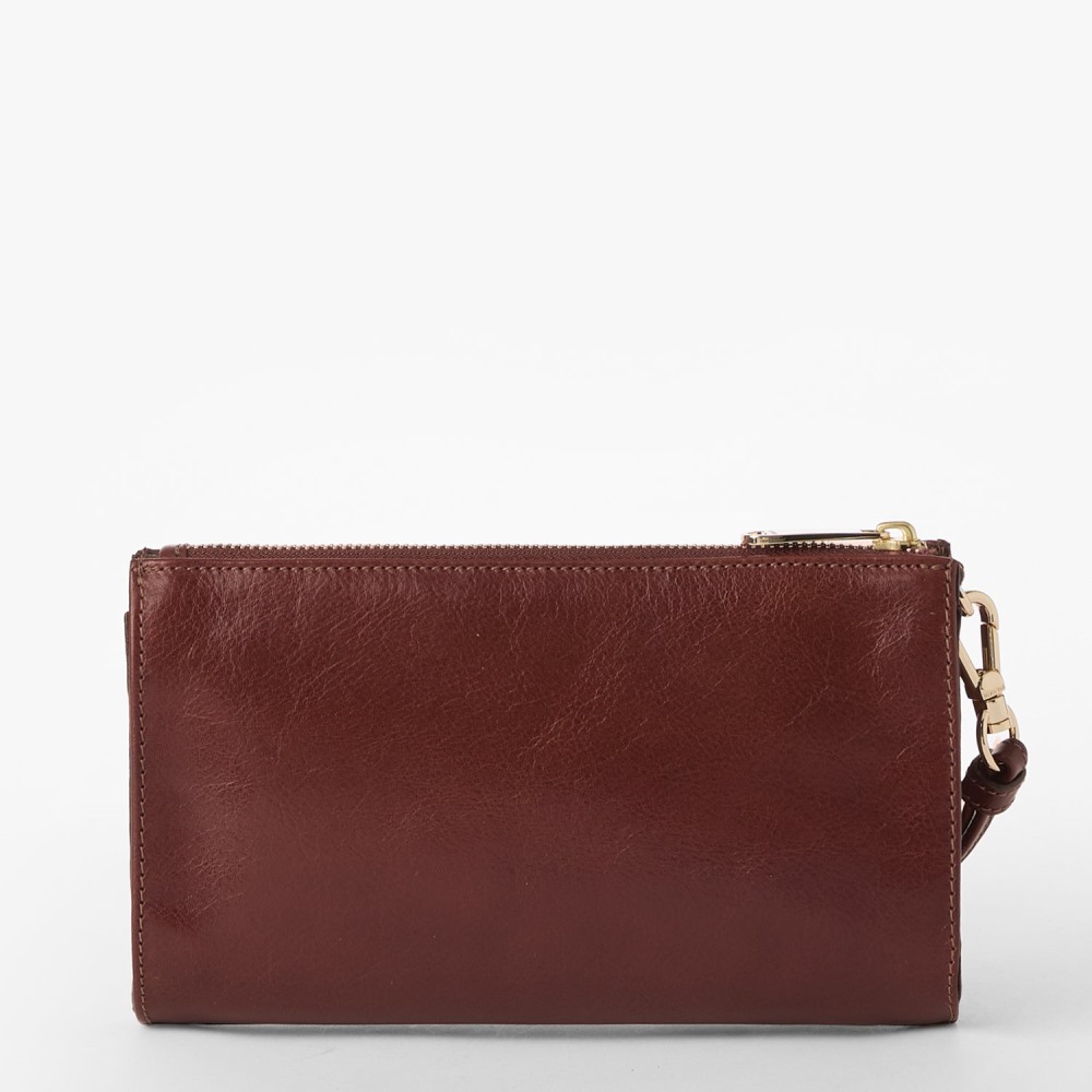 Brahmin Daisy Leather Wristlet - Cognac Topsail