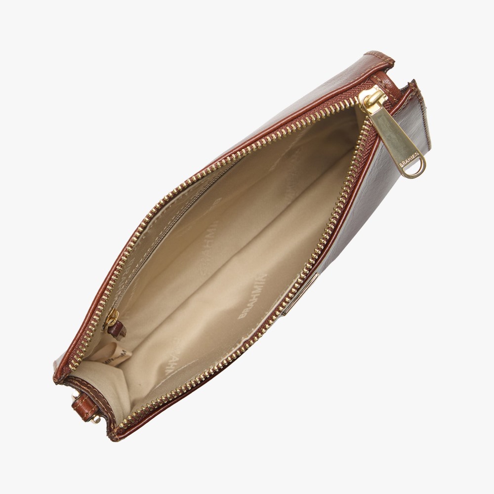 Brahmin Daisy Leather Wristlet - Cognac Topsail