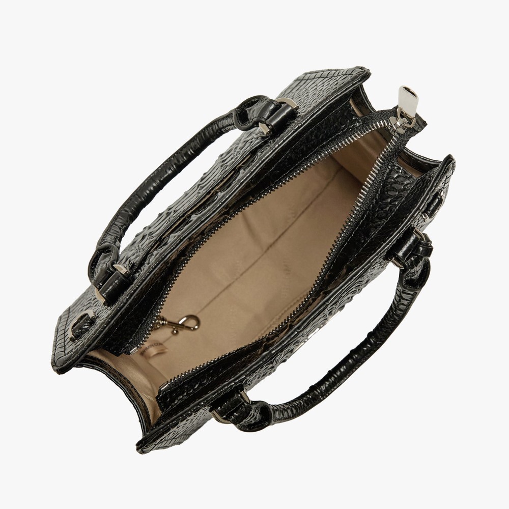 Brahmin Cami Leather Satchel - Black Melbourne Silver Hardware