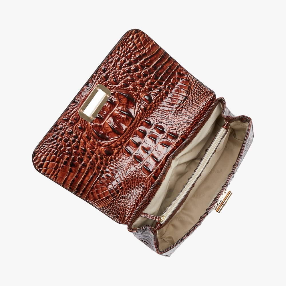 Brahmin Rosalie Pecan Leather Crossbody - Pecan Melbourne