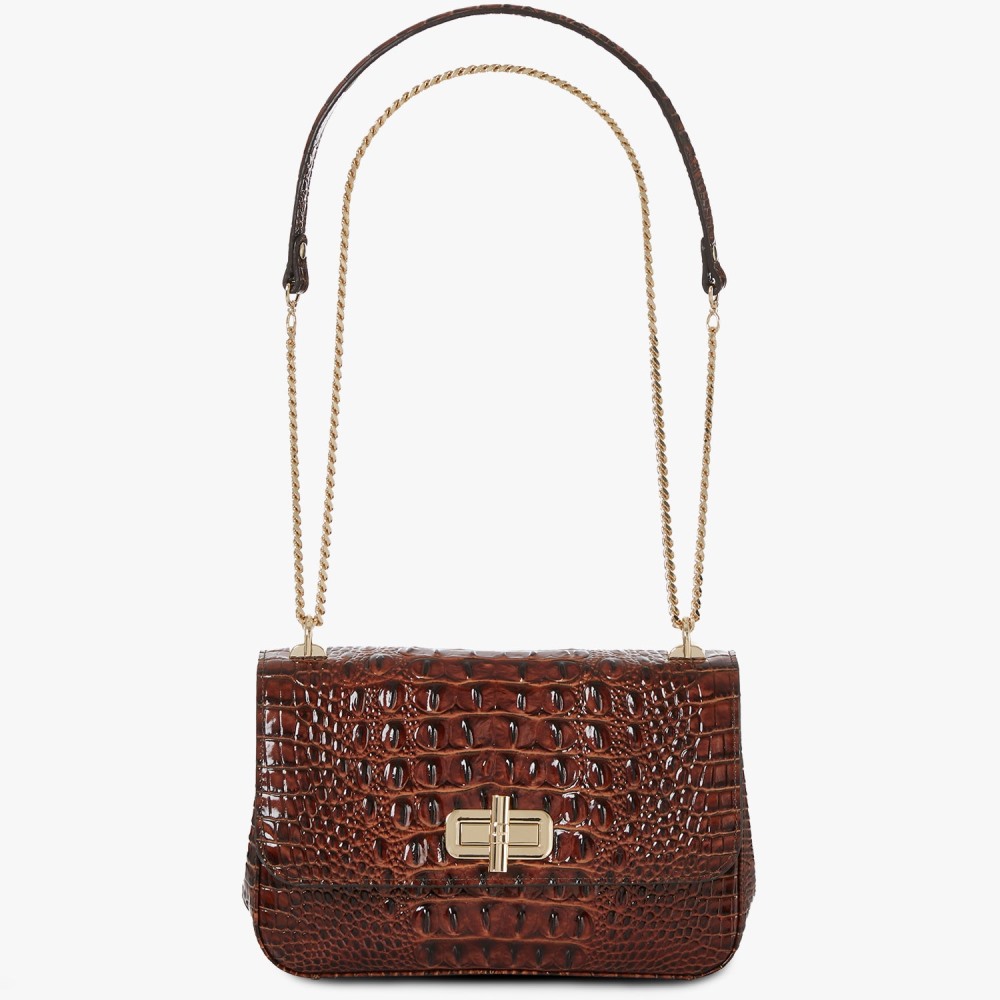 Brahmin Rosalie Pecan Leather Crossbody - Pecan Melbourne