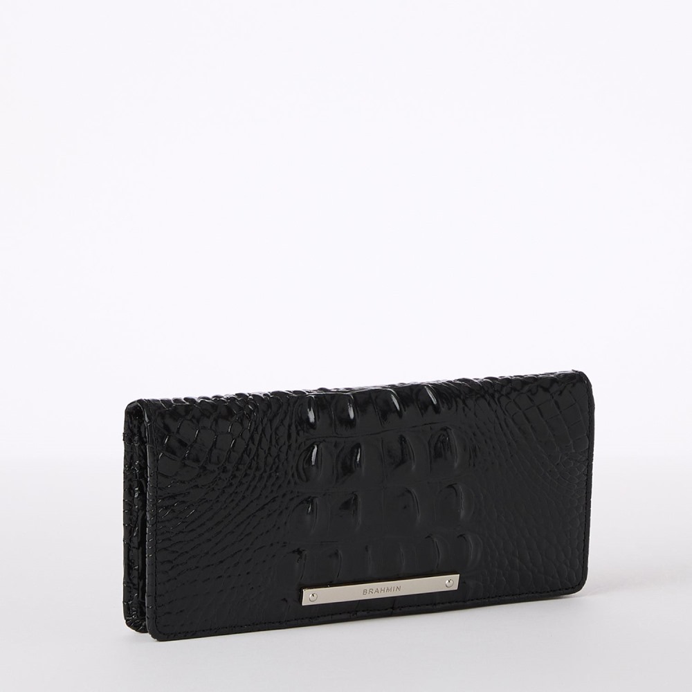 Brahmin Ady Black Leather Wallet - Black Melbourne Silver Hardware