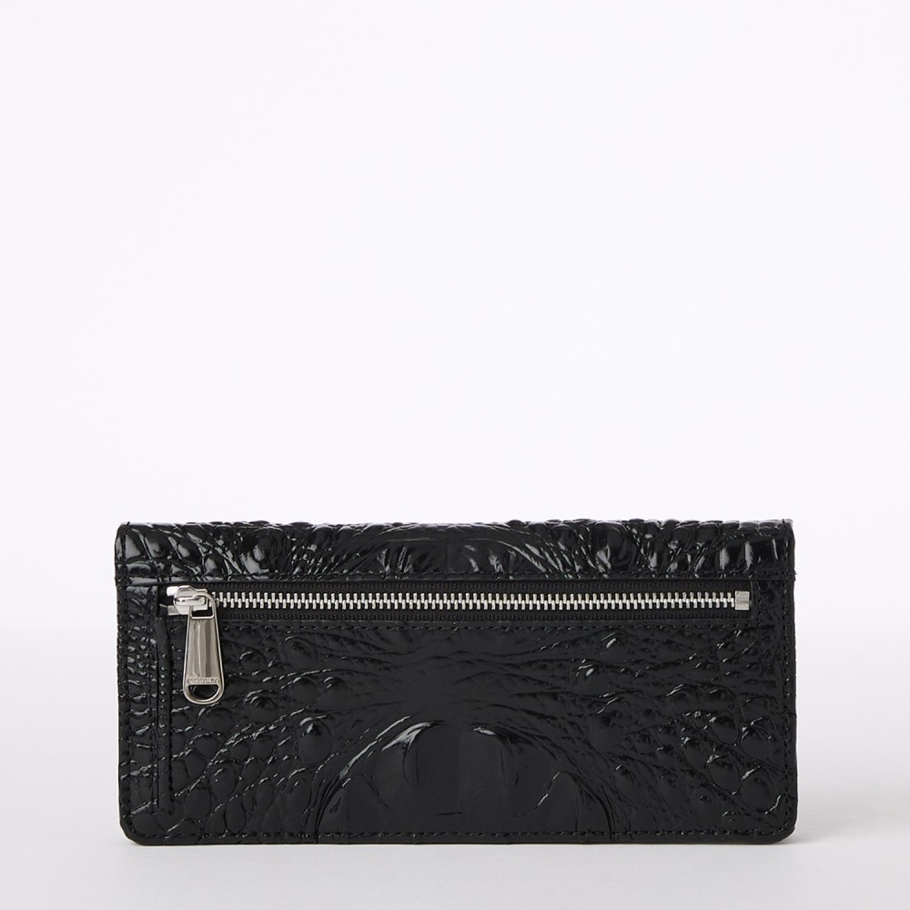 Brahmin Ady Black Leather Wallet - Black Melbourne Silver Hardware
