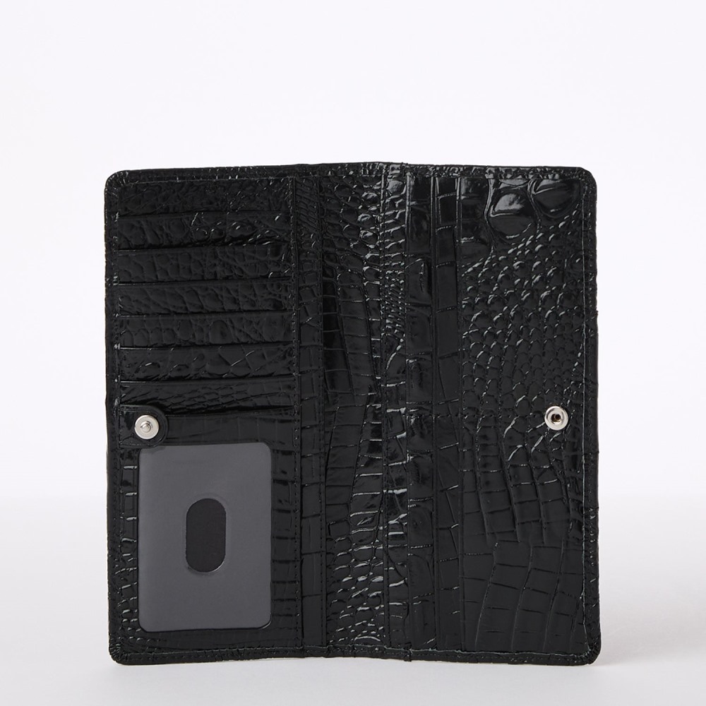 Brahmin Ady Black Leather Wallet - Black Melbourne Silver Hardware