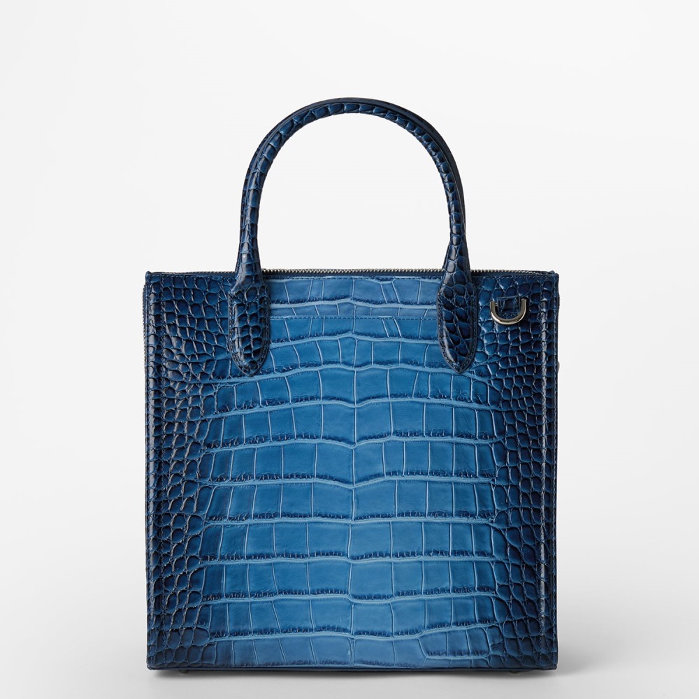 Brahmin Caroline Leather Satchel - Heavenly Blue Lumeria