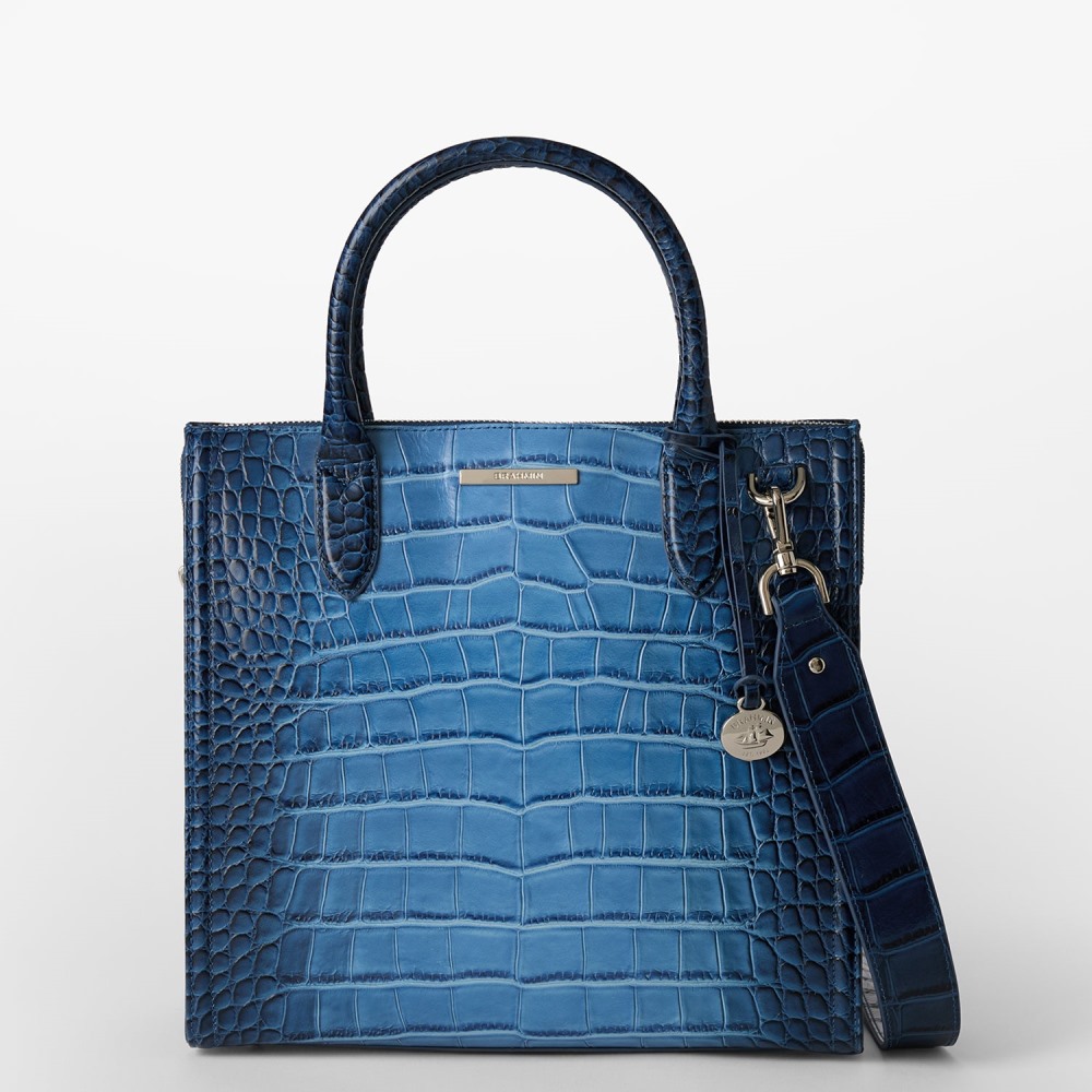 Brahmin Caroline Leather Satchel - Heavenly Blue Lumeria