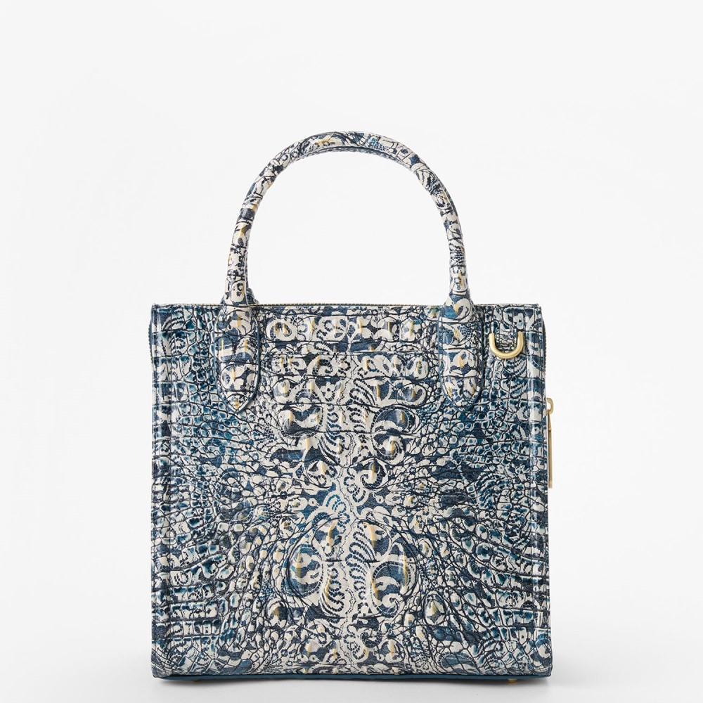 Brahmin Small Caroline Leather Satchel - Blue Filigree