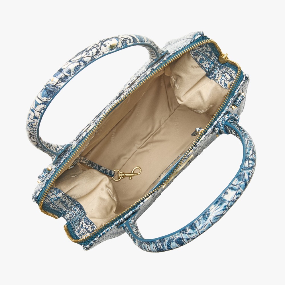 Brahmin Small Caroline Leather Satchel - Blue Filigree