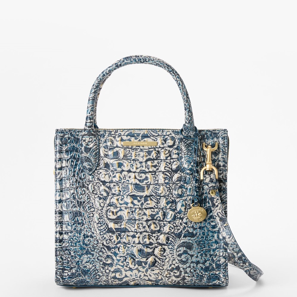 Brahmin Small Caroline Leather Satchel - Blue Filigree