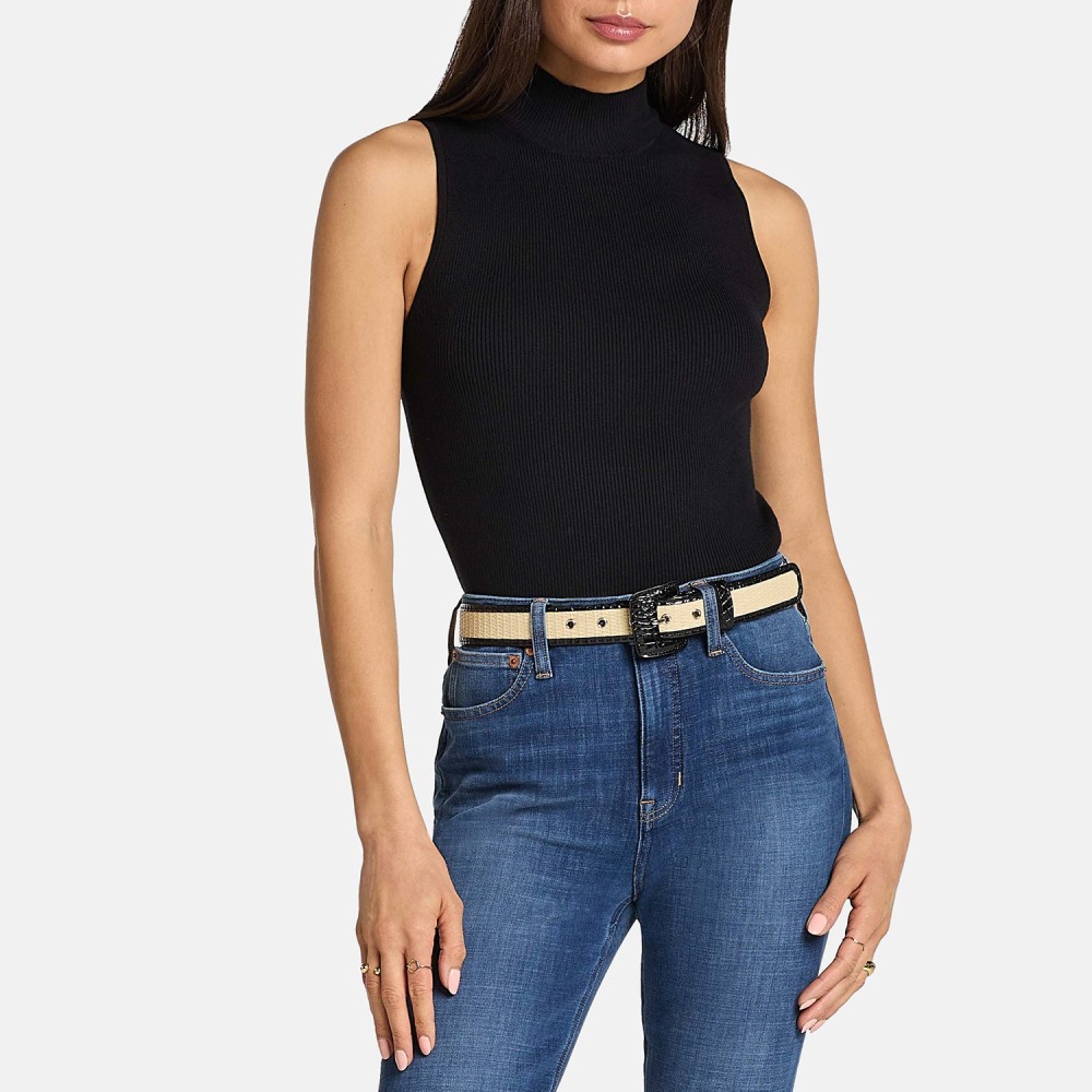 Brahmin Wide Covered Leather Buckle Belt - Sea Salt White