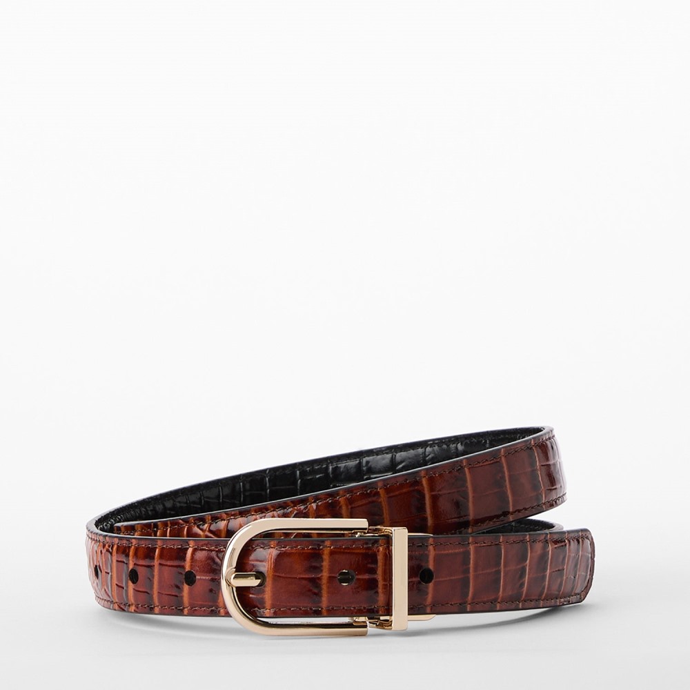 Brahmin Reversible Belt Small - Black Classic Croc