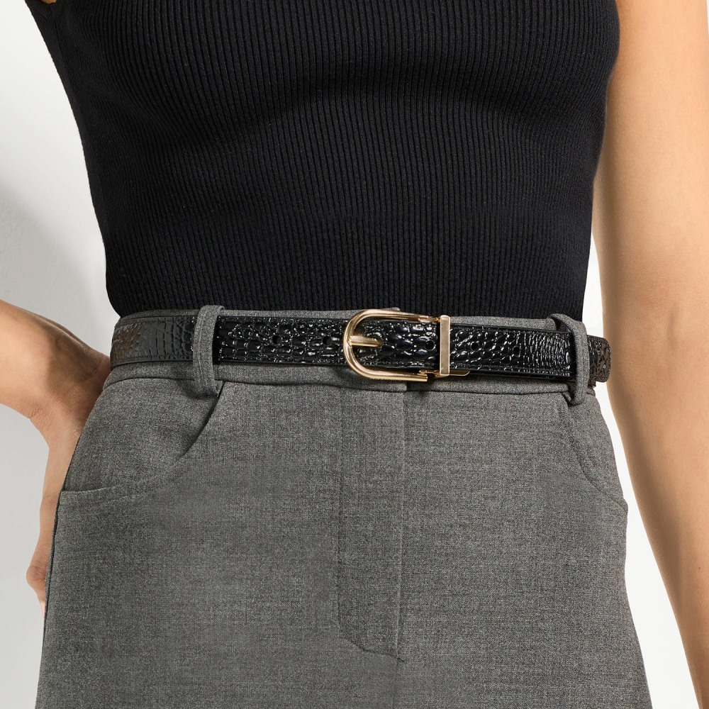 Brahmin Reversible Belt Small - Black Classic Croc